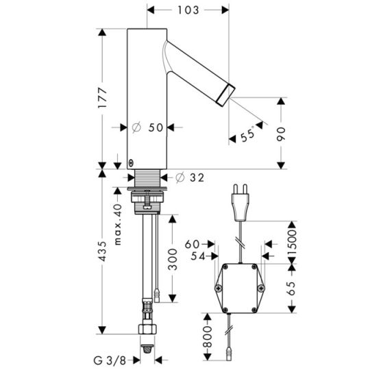 Смеситель Hansgrohe AXOR Starck сенсорный для раковины 10145000 ФОТО