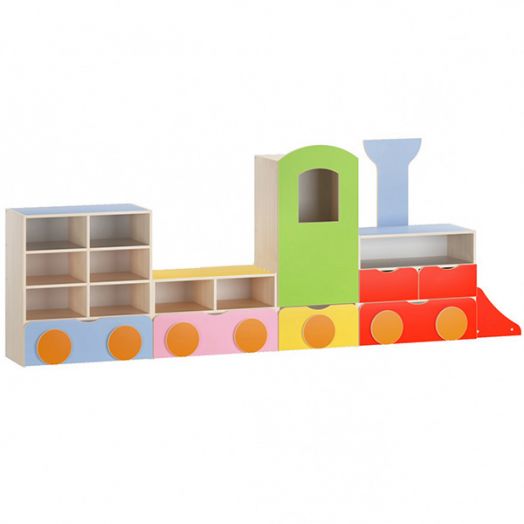 РСН-0181 Стеллаж для игрушек "Паровозик" (3070х416х1168 мм)