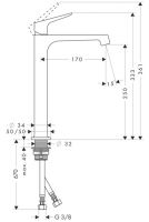 Смеситель Hansgrohe AXOR Citterio M для раковины 34127000 схема 1