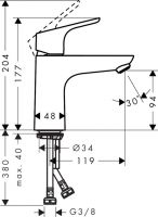 Смеситель Hansgrohe Focus для раковины 31517000 схема 1