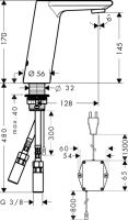 Смеситель Hansgrohe Metris сенсорный S для раковины 31103000 схема 1