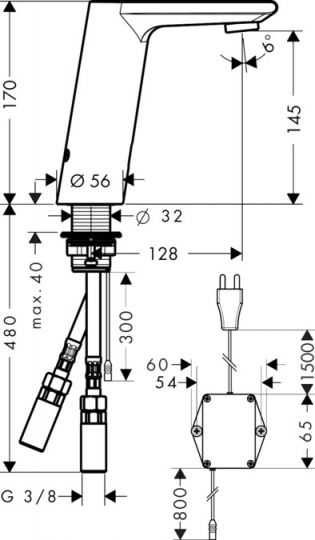 Смеситель Hansgrohe Metris сенсорный S для раковины 31103000 ФОТО