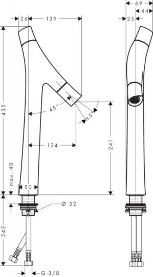 Смеситель Hansgrohe AXOR Starck Organic для раковины 12013000 ФОТО