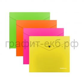 Конверт С6  на кнопке ErichKrause Glossy Neon полупрозрачный 50303