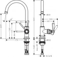 Смеситель Hansgrohe AXOR Montreux для раковины 16518820 схема 1