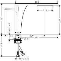 Смеситель Hansgrohe AXOR Massaud для раковины 18020000 схема 1