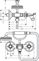 Смеситель Hansgrohe AXOR Montreux для ванны с душем 16540000 схема 1