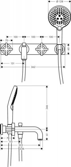 Смеситель Hansgrohe AXOR Citterio для ванны с душем 39442000 ФОТО