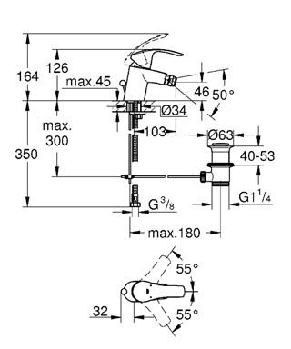 Смеситель Grohe Eurosmart для биде 32927002 схема 3