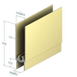 Алюминиевый профиль горизонтальный нижний, золото
