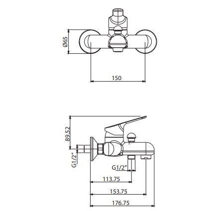 Смеситель для ванны Gattoni H2OMIX4000 4001040C0 ФОТО