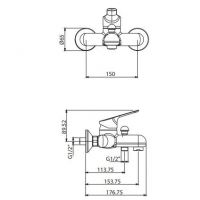 Смеситель для ванны Gattoni H2OMIX4000 4001040C0 схема 4