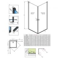 Черный или хромированный душевой уголок Radaway Nes KDD I схема 2