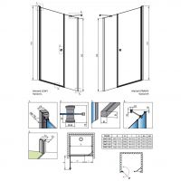 Распашная душевая дверь Radaway Eos DWS на цилиндрической петле схема 2