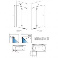 Широкая защитная шторка на ванну Radaway Torrenta PND II схема 2