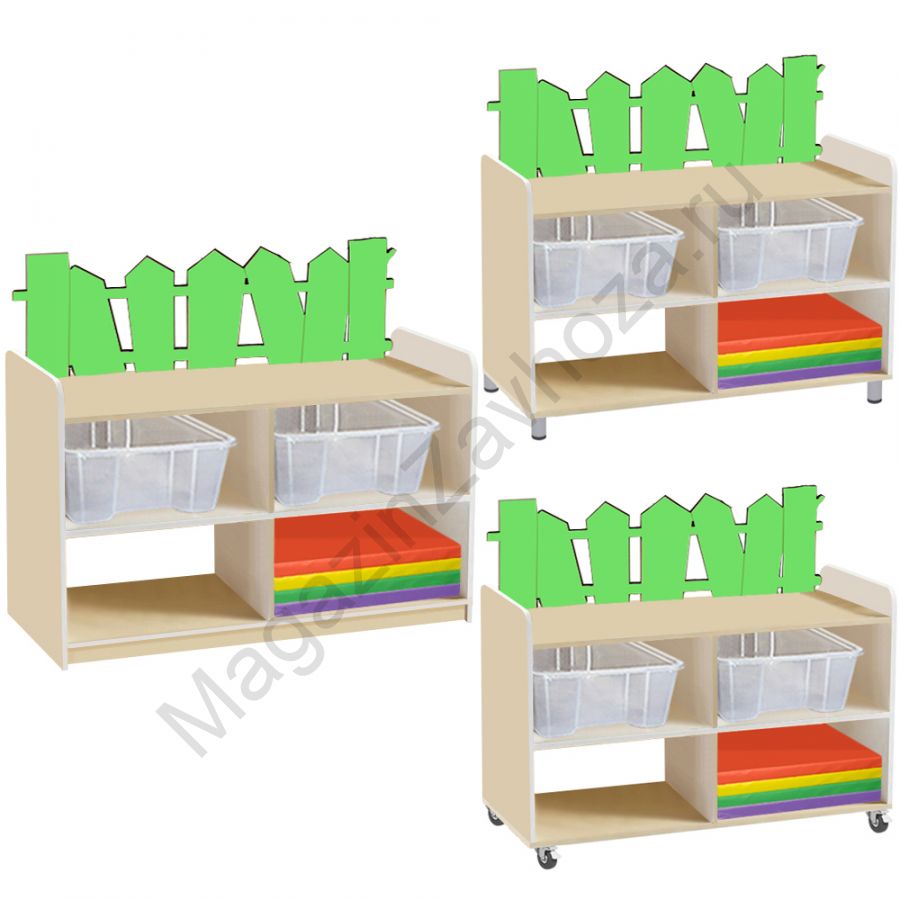 ТУМБА ДЛЯ ИГРУШЕК И ПОСОБИЙ 24 ОДНОСТОРОННЯЯ С 2-МЯ КОНТЕЙНЕРАМИ И МИНИ-МАТАМИ