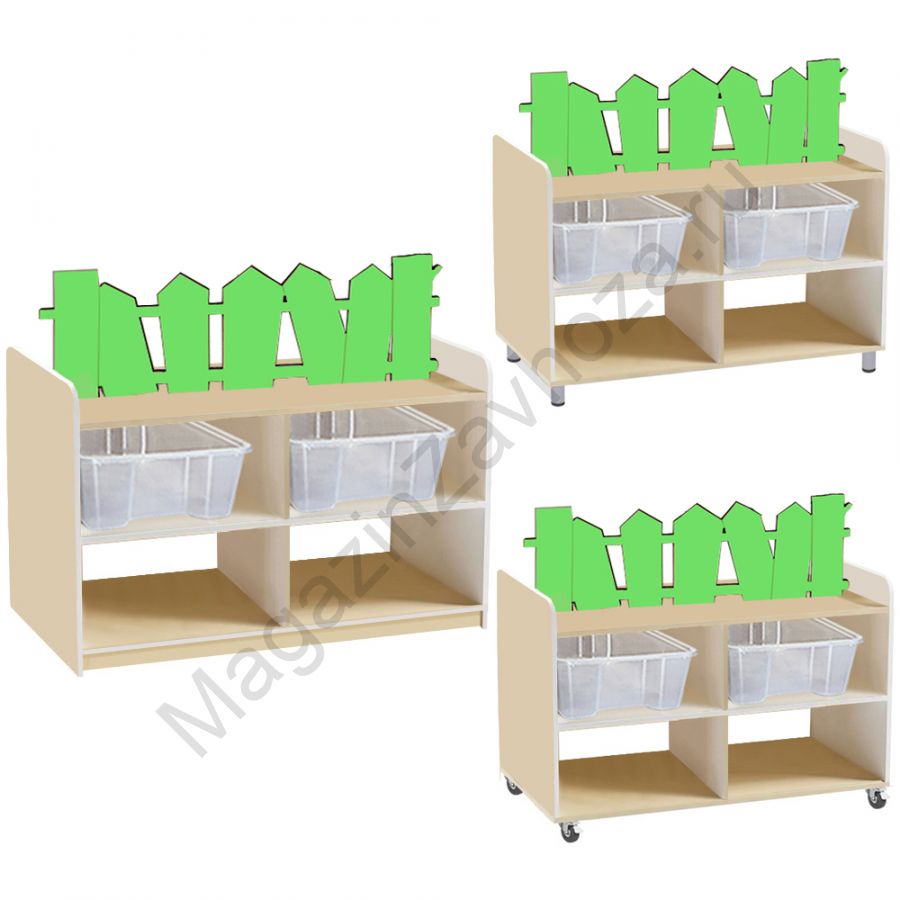 ТУМБА ДЛЯ ИГРУШЕК И ПОСОБИЙ 25 ДВУСТОРОННЯЯ С 4-МЯ КОНТЕЙНЕРАМИ