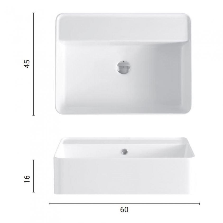 Раковина Nic Design Semplice без отверстия 60x45x16 (глазируется со всех сторон по запросу) 001 384 N/F ФОТО