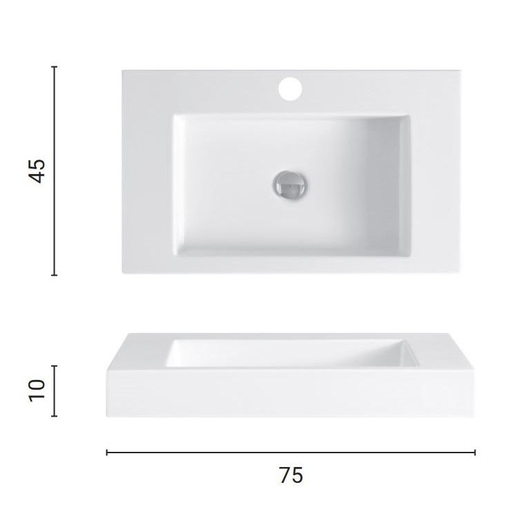 Раковина Nic Design Cult с 1 отверстием по запросу 75x45x10 001 132 ФОТО