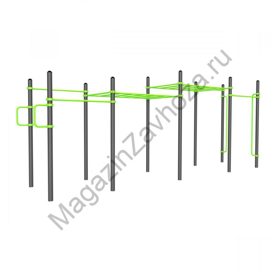 W323 Воркаут (шведская стенка, рукоход-змеевик и классический, перекладины вертикальные) Zavodsporta