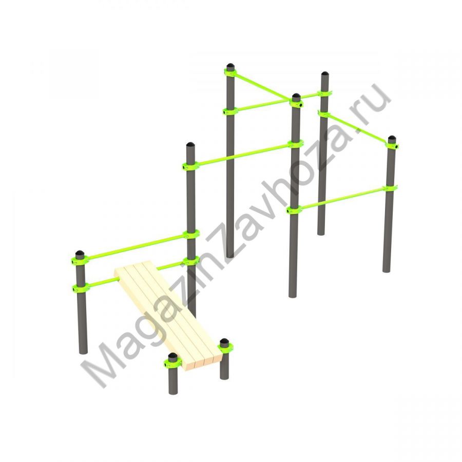 W349 Воркаут (наклонная скамья и 5 перекладин) Zavodsporta