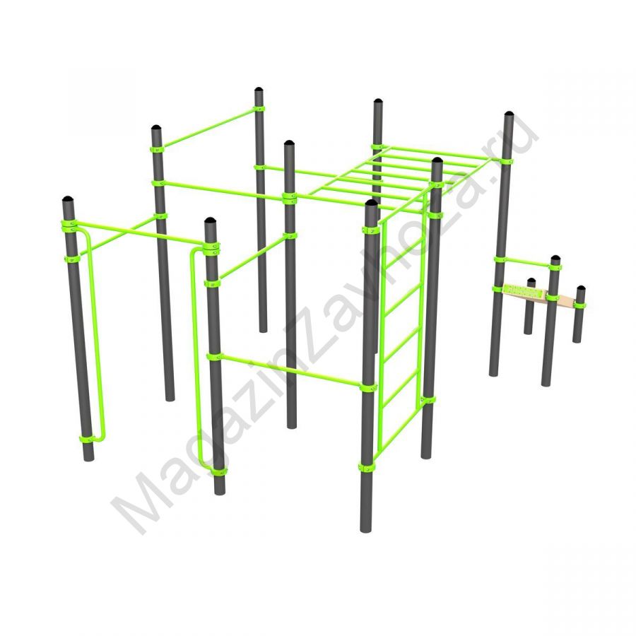 W226 Воркаут (поручни, 7 перекладин, рукоход клас., шведская стенка, наклонная скамья) Zavodsporta