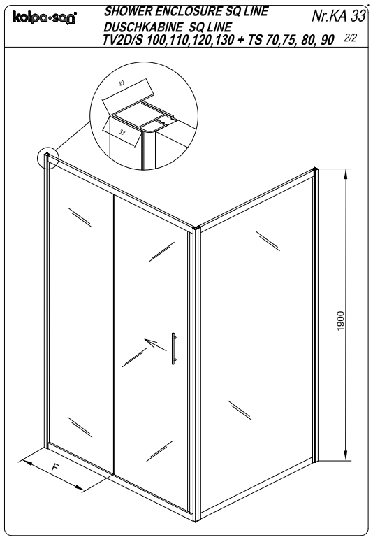 Душевая кабина Kolpa San SQ LINE TV2D/S + SQ LINE TS без крыши ФОТО