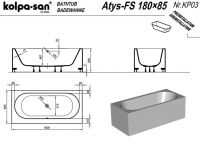 Отдельностоящая ванна Kolpa San Atys FS (Атис ФС) 180x85 прямоугольная схема 2