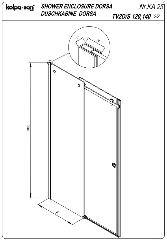 Душевая дверь в нишу Kolpa San DORSA TV/2DS раздвижная схема 3