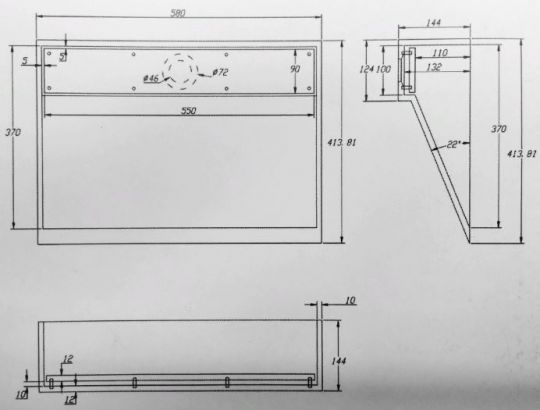 Раковина с боковым сливом Kolpa-San GRADIENT 58х37 см схема 1 Раковина с боковым сливом Kolpa-San GRADIENT 58х37 см схема 1