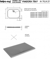 Прямоугольный душевой поддон Kolpa San PANDORA из литьевого мрамора схема 2