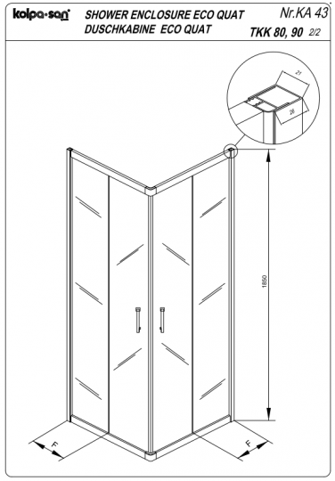 Квадратная душевая кабина Kolpa San ECO QUAT TKK ФОТО