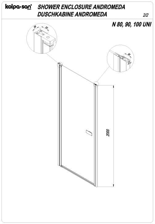 Распашная душевая дверь в нишу Kolpa San ANDROMEDA N 516 схема 4
