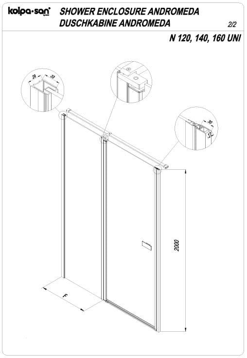 Распашная душевая дверь в нишу Kolpa San ANDROMEDA N 516 схема 6