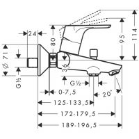 Смеситель Hansgrohe Focus для ванны с душем 31948000 схема 1