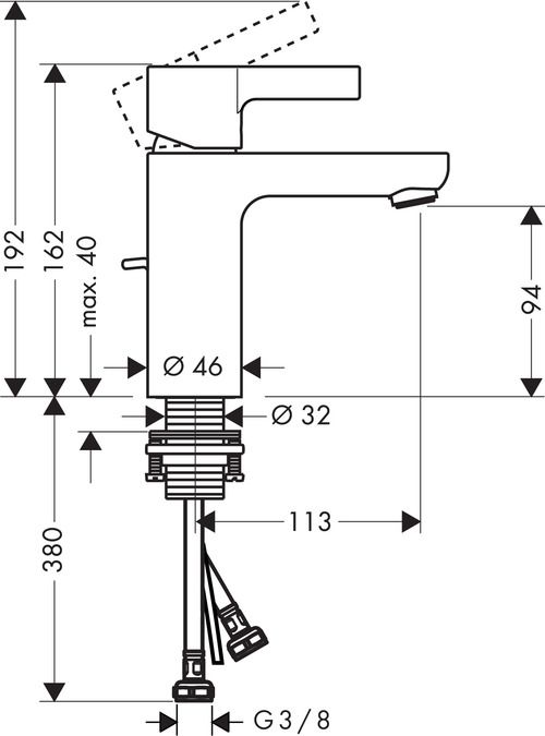 Смеситель Hansgrohe Metris S для раковины 31060000 схема 1