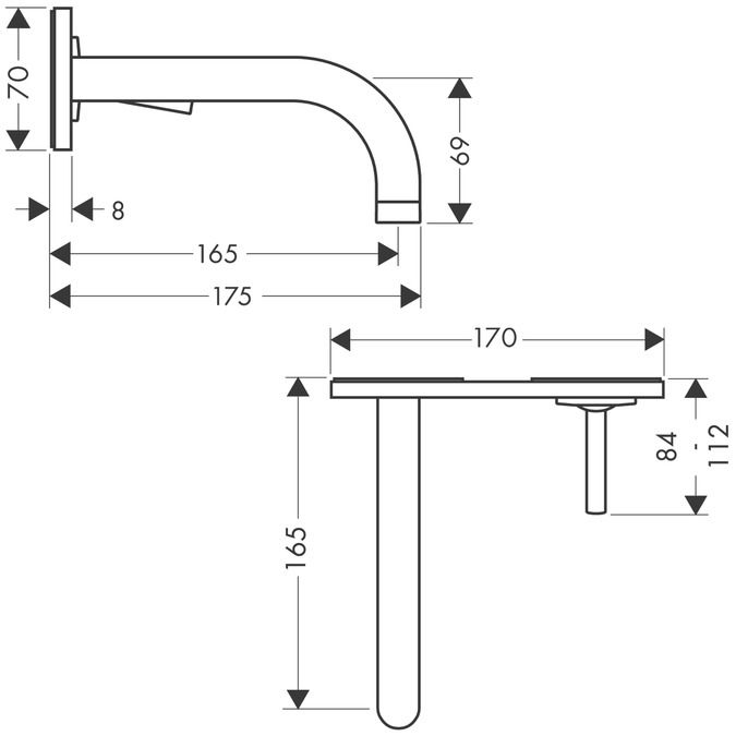 Смеситель Hansgrohe AXOR Uno для раковины 38112000 схема 1