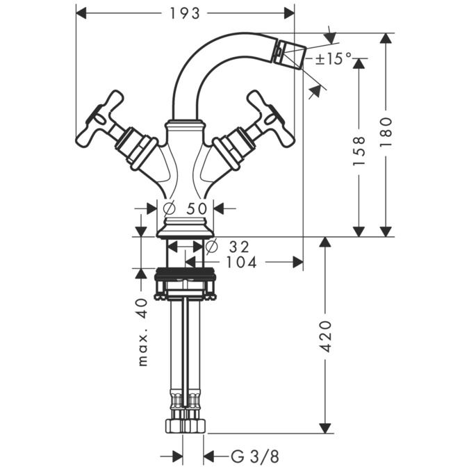 Смеситель Hansgrohe AXOR Montreux для биде 16520000 ФОТО