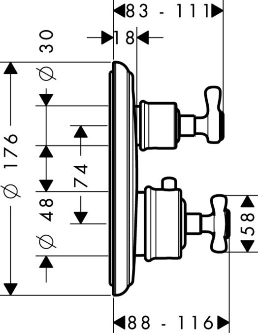 Смеситель Hansgrohe AXOR Montreux для душа 16800820 схема 1