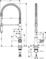 Смеситель Hansgrohe AXOR Montreux для кухни 16582000 схема 1