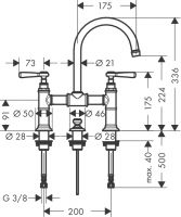 Смеситель Hansgrohe AXOR Montreux для раковины 16511820 схема 1