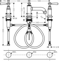 Смеситель Hansgrohe AXOR Montreux для раковины 16535820 схема 1