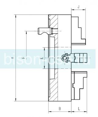Патрон токарный БИЗОН 4344-500-11  DIN 55029 4-х кулачковый