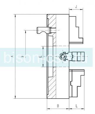 Патрон токарный БИЗОН 4345-630-8  DIN 55029 Кэмлокк 4-х кулачковый