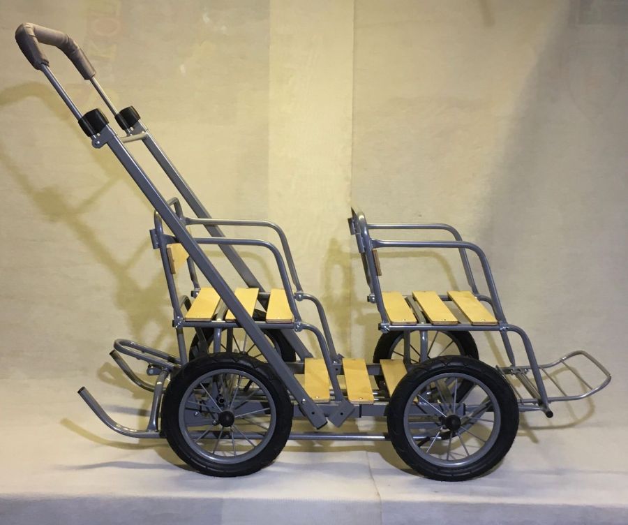 Санки для двойни усиленные - с капюшонами бежевые