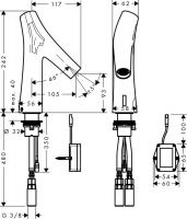 Смеситель Hansgrohe AXOR Starck Organic сенсорный для раковины 12172000 схема 1