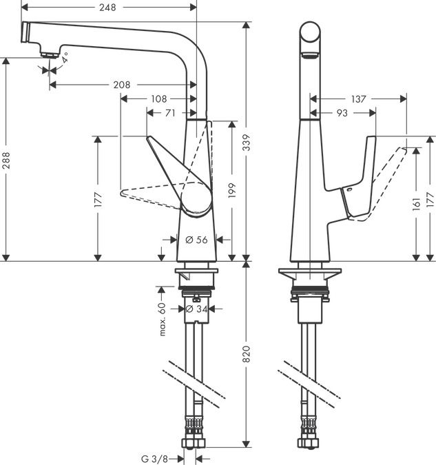 Смеситель Hansgrohe Talis Select S для кухни 72820800 схема 1