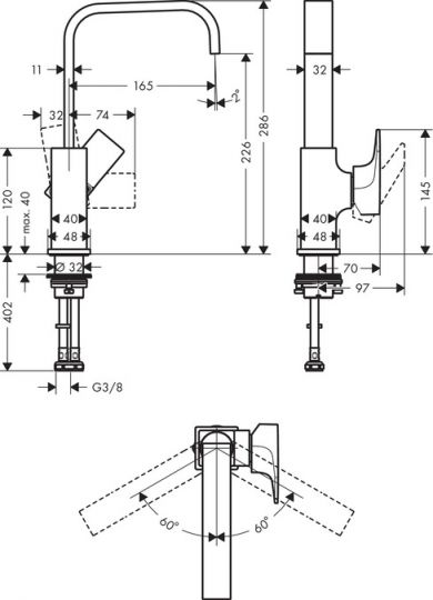 Смеситель Hansgrohe Metropol для раковины 32511000 ФОТО