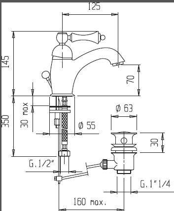 Cezares Margot смеситель для раковины MARGOT-LSM1-01-Bi ФОТО