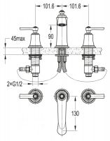 Смеситель для раковины из латуни Cezares Liberty LIBERTY-F-BLS-01-W0 схема 3